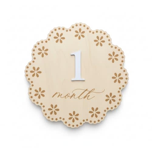 Baby's Monthly Milestone Marker 1-12 Month Milestone Marker, Double-Sided Wooden Milestone Marker, Newborn Photography Accessories, Wooden 3D Milestone Cards for Photos, Nursery Room Decoration (QR4)