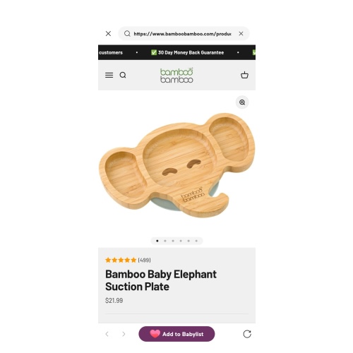 Bamboo Baby Elephant Suction Plate