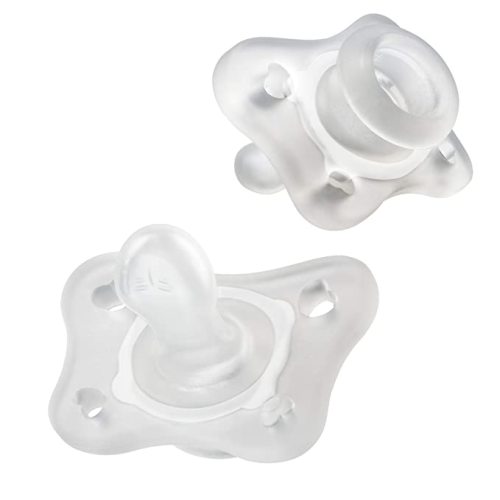 Amazon.com : Chicco PhysioForma Silicone Mini Pacifier in Clear for Babies 0-2m, Orthodontic Nipple, BPA-Free, 2-Count in Sterilizing Case : Baby