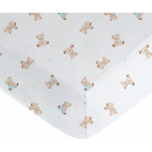 American Baby Company Fitted Crib Sheet 28" x 52", Soft Breathable Neutral 100% Cotton Jersey Sheet, Bear, Fits Crib and Toddler Bed mattresses