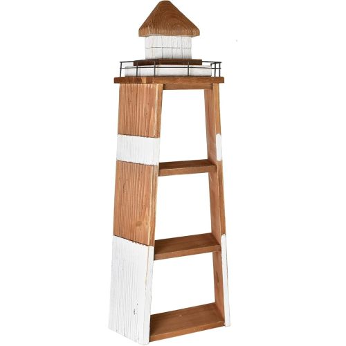 K KILIPES Nautical Wood Lighthouse Shelf Decor, Wall Mounted Hanging Light House Shelf for Beach Theme Bathroom Living Room Home Decor