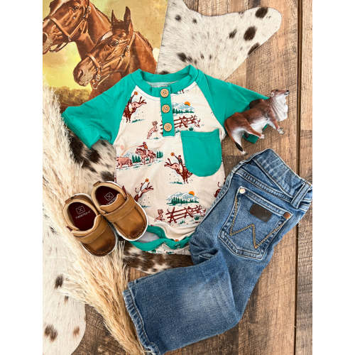Old Faithful Button Short Sleeve Onesie