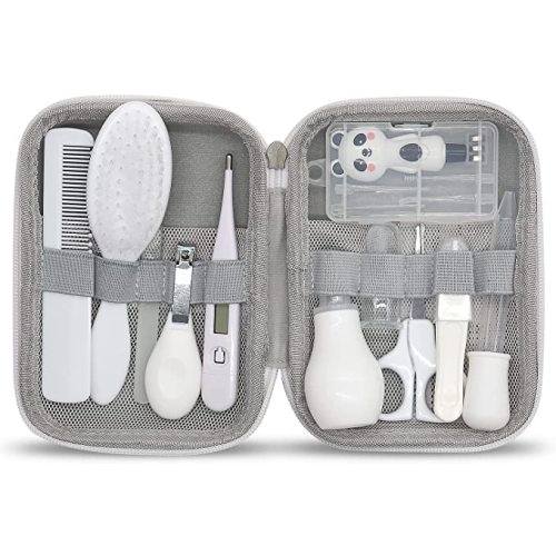 Baby Grooming Kit, 11 in 1 Portable Baby Safety Care Set with 01 Hair Brush Comb Nail Clipper Nasal Aspirator etc for Nursery Newborn Infant Girl Boys Keep Clean(White)