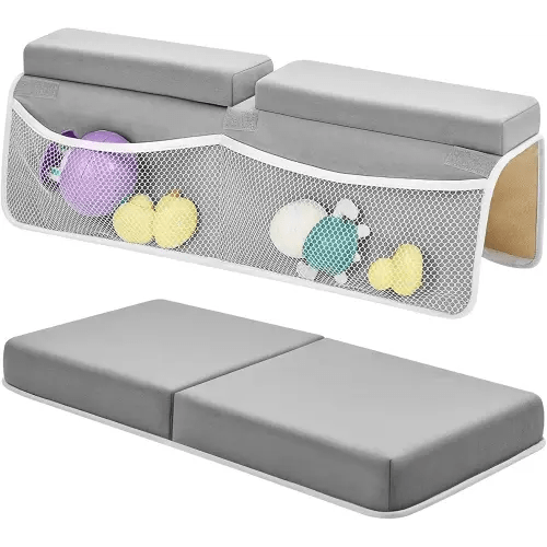 Baby Bath Kneeler and Elbow Rest Pad Set - 26'' Extra Long and 2.4'' Thick, Quick Dry Kneeling Pad for Bathing Baby with Knee & Arm Support, Foldable Non-Slip Bathtub Mat with Toys Organizer