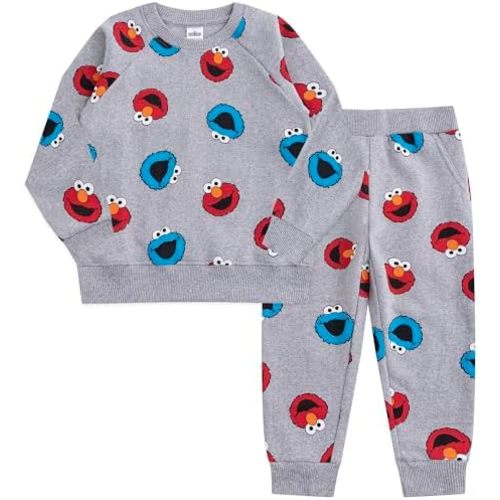 Sesame Street Elmo and Cookie Monster Boys Long Sleeve Shirt and Pants Set for Infant and Toddler