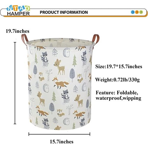 NTAOHAMPER Baby Laundry Hamper,kids laundry Basket,Waterproof Storage Bin for Bedroom,Clothes Organizer Basket,Toys Box,Room Decor(Animal)