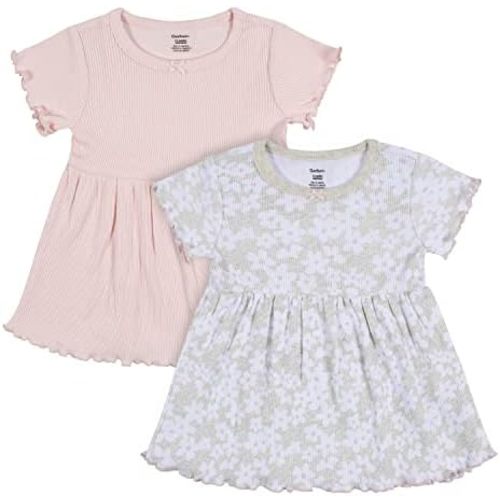 Gerber Girls' Toddler 2-Pack Short Sleeve Cotton Dresses