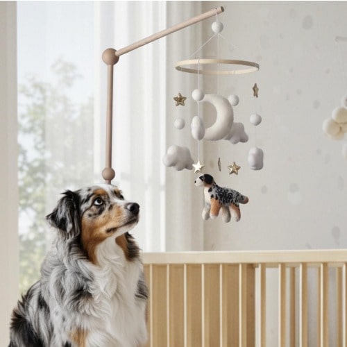 CUSTOM Dog Nursery Mobile, puppy mobile, puppy decor, baby shower gift, Pet Portrait.