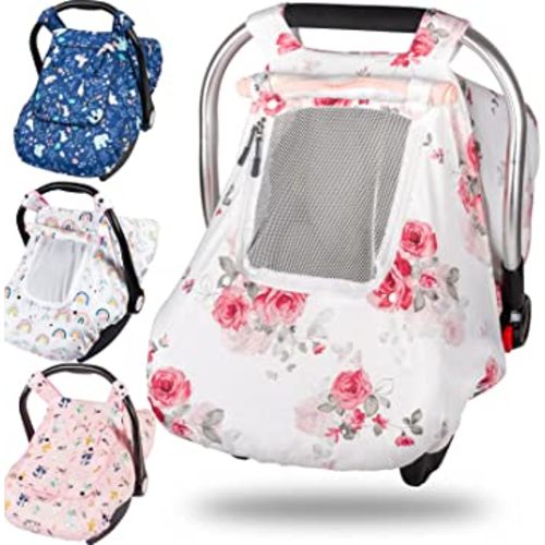 Car Seat Cover Baby, Minky Baby Car Seat Cover, 3 in 1 Carseat Sover for Winter, Winter Carseat Cover for Baby with Storage Bag