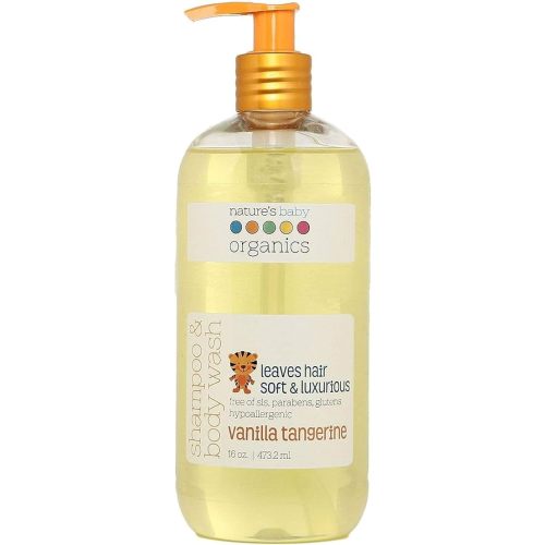 Nature's Baby 3 in 1 Baby Shampoo, Body Wash and Face Wash, Formulated for Problem and Sensitive Skin, No Sulfate or Artificial Fragrances, Vanilla Tangerine, 16 oz