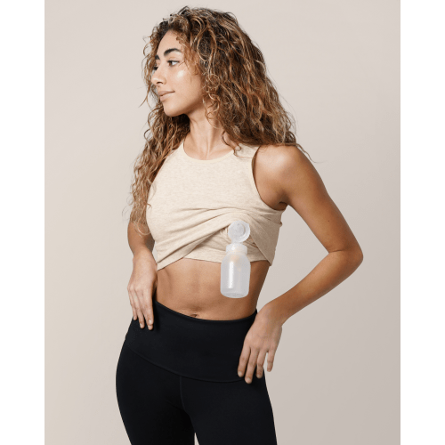 Sublime® Bamboo Hands-Free Pumping Longline Bra Top | Oatmeal Heather - Kindred Bravely