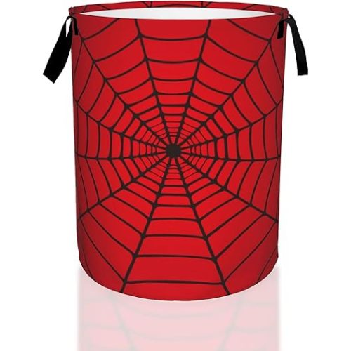 Laundry Hamper, Spider Web Red Laundry Basket,Waterproof Foldable Storage Bin for Bedroom,Clothes Organizer Basket,Toys Box 16x20 Inch