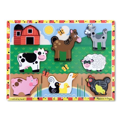 Melissa & Doug Farm Wooden Chunky Puzzle (8 pcs) - FSC Certified
