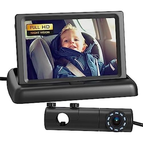 Grownsy Baby Car Camera, HD Display Baby Car Mirror with Night Vision Feature, 4.3 inch Baby Car Monitor with Wide Clear View, Baby Car Seat Mirror Camera Rear Facing to Observe Baby’s Every Move