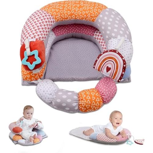 2-in-1 Tummy Time Baby Mat & Seated Support Pillow, Tummy Time Cushion
