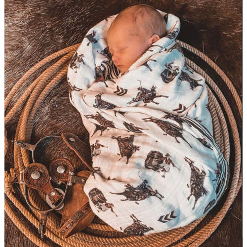 Bull Rider Bamboo Muslin Swaddle – Cowkid Clothing Company
