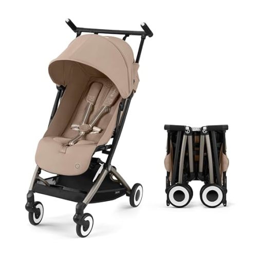 Cybex Libelle Lightweight Travel Baby Stroller with Ultra Compact Carry On Fold, Smooth Suspension, and One Hand Adjustable Recline, Travel System Ready, Almond Beige - Almond Beige (2024 Model) - Libelle 2