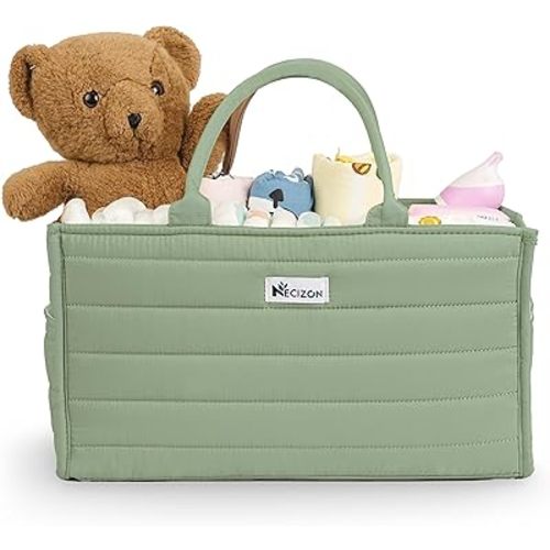 Baby Diaper Caddy Organizer, Stylish Storage Basket for Newborn Essentials & Diaper Station, Functional Changing Table Organizer, Diaper Organizer. (Sage Green)