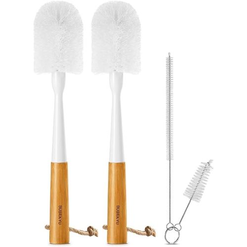SUBEKYU Bottle Brush, Baby Bottle Brush with Nipple and Straw Cleaner Set for Cleaning Water Bottle, 4P