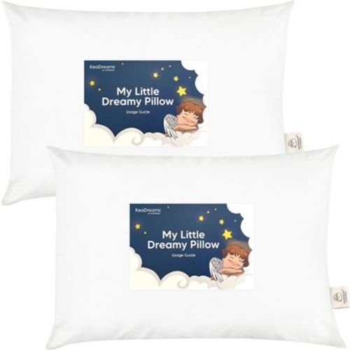 KeaBabies 2-Pack Toddler Pillow - Soft Organic Cotton Kids Pillows for Sleeping - 13X18 Travel Pillow for Kids Age 2-5 (Soft White)