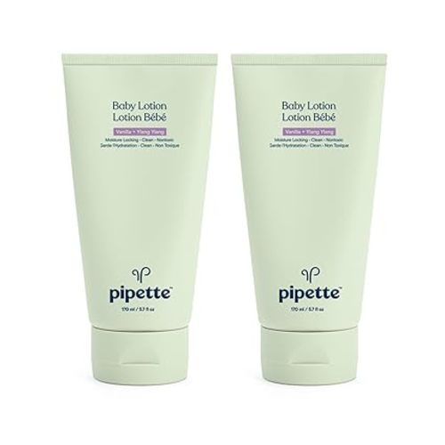 Pipette Baby Lotion - New & Improved Formula, Hydration & Natural Moisture of Baby's Delicate Skin, Renewable Plant-Derived Squalane, Vanilla + Ylang Ylang Aroma, 5.7 fl oz (Pack of 2)