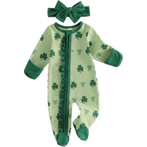 Bowknot Long Sleeve Zipper Footie Romper Newborn Jumpsuit Bodysuit Coming Home Outfit