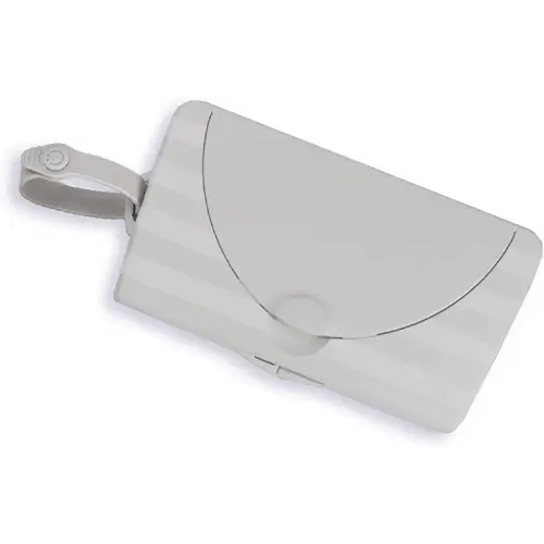 Ubbi On-The-Go Baby Wipes Dispenser, Portable Wipes Container for Travel, Diaper Bag Accessory Must Have for Newborns, Reusable Wipes Holder, Gray