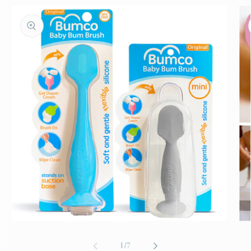 Bumco 2-Pack Full-Size & Mini Baby Bum Brush Bundle (Blue/Gray)
