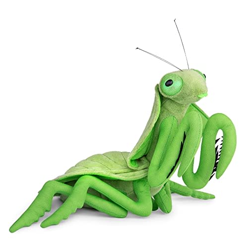 Green Mantis Plush Toy - Realistic 12" Leafback Praying Mantis Stuffed Animal, Lifelike Soft Big Wings Insect Weighted Toy, Unique Plush Gift Collection for Kids