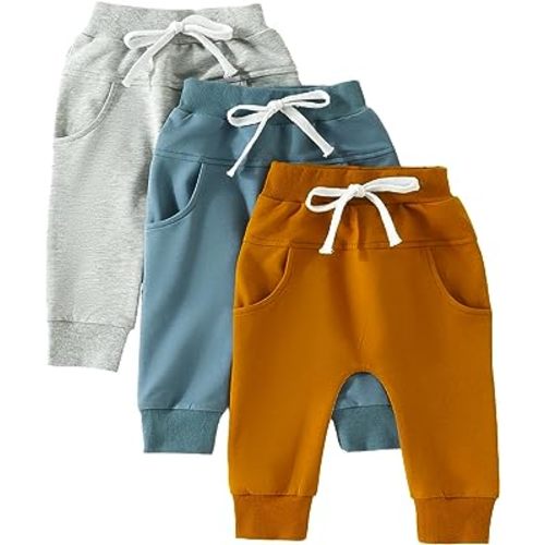 Baby Pants Toddler Infant Newborn Baby Boy Girl Sweatpants Long Joggers Pants Unisex Boy 's Clothing 3 Pack