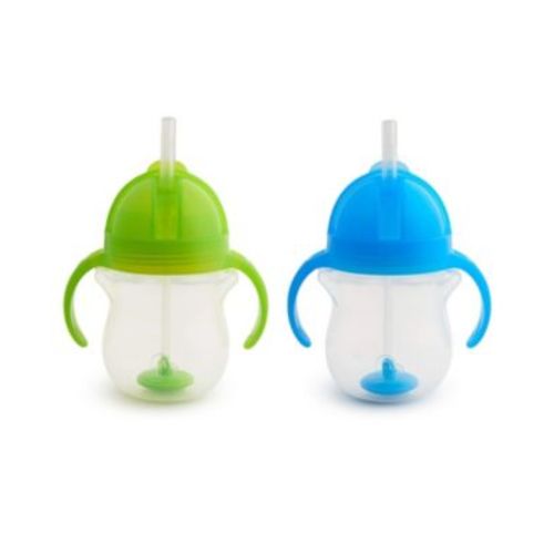 Toddler Click Lock Weighted Straw Cup, 7 Ounce, Blue/Green, Pack of 2