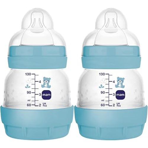 MAM Easy Start Anti-Colic Baby Bottle, Extra Slow Flow, Breastfeeding-Like Silicone Nipple Bottle, Reduces Colic, Gas, & Reflux, Easy-to-Clean, BPA-Free, Vented Baby Bottles for Newborns, 0-3 Months