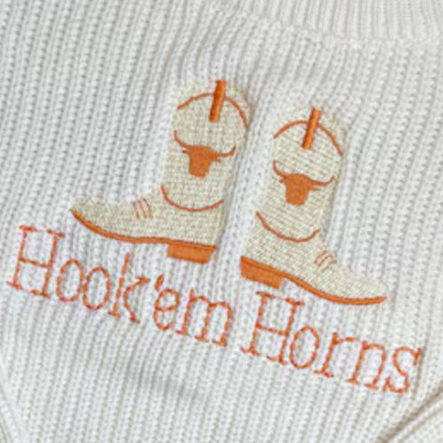 Hook Em Horns Monogram Burpcloth
