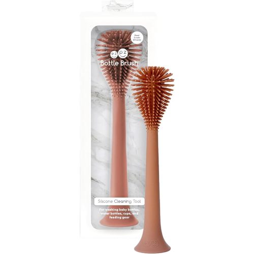 ezpz Bottle Brush)- Silicone Bottle Cleaning Tool with Long Sturdy Handle - Flexible Top for Tight Spaces - Gently Cleans Cups, Glasses, Bottles and Accessories - Suction Base, BPA-Free