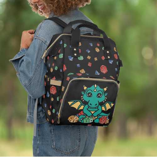 DnD diaper bag | diaper bag backpack | dragon diaper bag | DnD baby | baby shower gift | boho baby | first baby gift | DnD dice bag