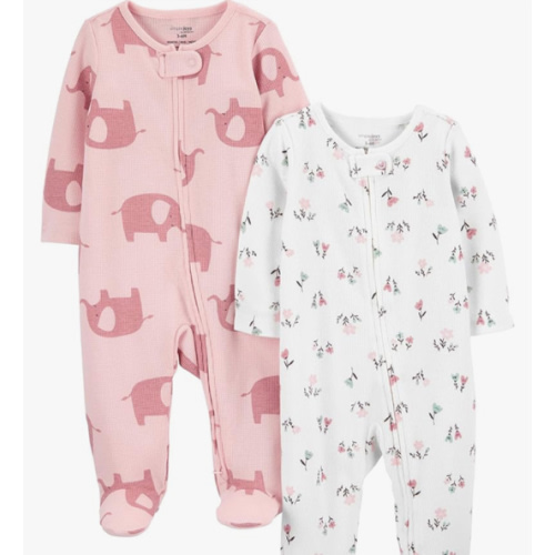 Simple Joys by Carter's baby-girls 2-way Zip Thermal Footed Sleep and Play, Pack of 2