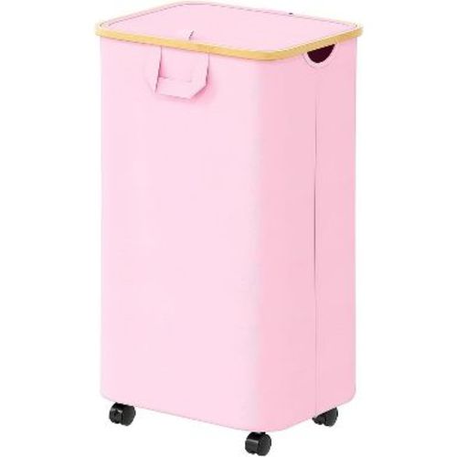 Laundry Hamper with Wheels and Lid - 100L Rolling Clothes Basket with Bamboo Handle, SpaceAid Large Laundry Organizer for Bedroom, Bathroom, Dorm