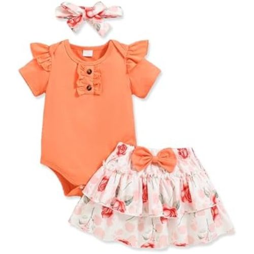 Newborn Infant Clothes Baby Girl Dress Summer Toddler Outfit Cute Girl Romper Skirt Set+Headband
