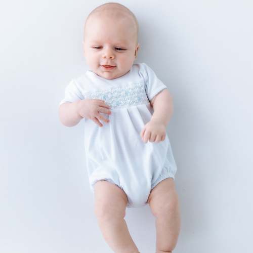 Jacob Smocked Bubble - Light Blue