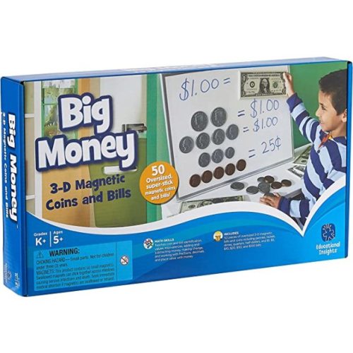 Educational Insights Big Money 3-D Magnetic Coins and Bills: Counting Skills & Pretend Play