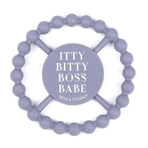 Bella Tunno Happy Teether for Girls– Soft & Easy Grip Baby Girl Teether Toy, Silicone Teether Ring to Help Soothe Gums, Non-Toxic and BPA Free, Itty Bitty Boss Babe