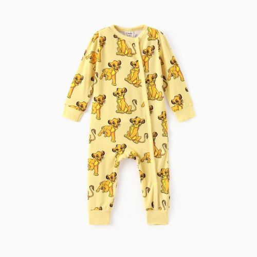 Disney Lion King Infant Baby Boy Bamboo Simba Leopard Print Cute Jumpsuit Romper (Yellow, 9-12 Months)