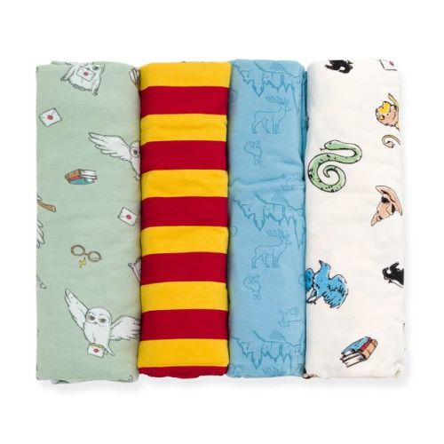 Harry Potter Hedwig Owl Newborn Baby Boys 4 Pack Swaddles Green / Maroon Blue White One Size