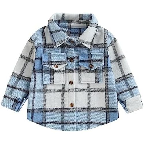MERSARIPHY Baby Boy Flannel Shirt Toddler Plaid Shirt Baby Button Down Jacket Coat Infant Fall Outfits