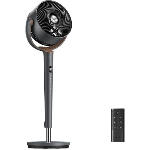 Dreo Fan for Bedroom, 120° Oscillating Standing Fan, DC Motor, Quiet Pedestal Fans, 9 Speeds, 4 modes, 20dB Low Noise, Floor Fan for Whole Room, 37-42'' Adjustable Height, 9H Timer