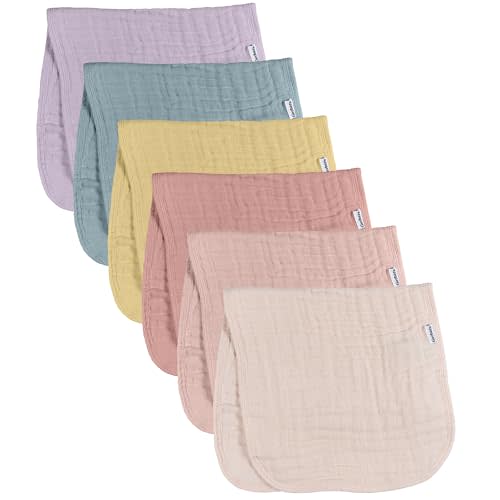 Gerber Baby Unisex Muslin Burp Cloths 6-Pack, Multi Rainbow, Large Size 20" x 10"