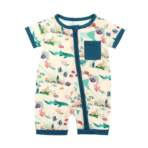 Coral Reef Bamboo Baby Shortie Romper
