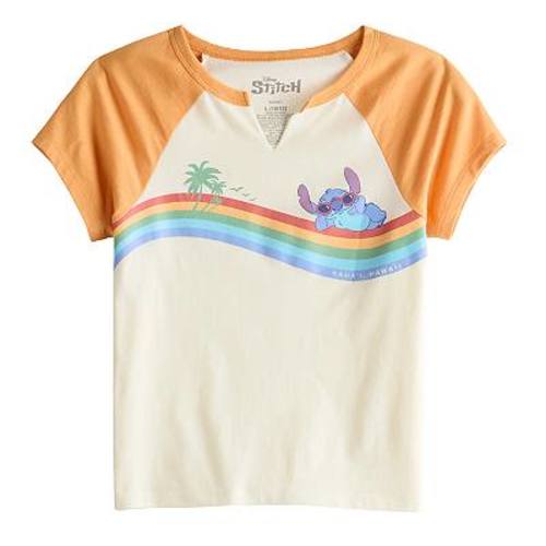 Disney's Lilo & Stitch Girls 7-16 Stitch Rainbow Raglan Graphic Tee
