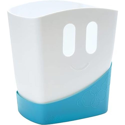 Ubbi Freestanding Bath Toy Organizer Bath Caddy with Removable Drying Rack Bin and Scoop for Bath Toys for Toddlers + Baby, Blue