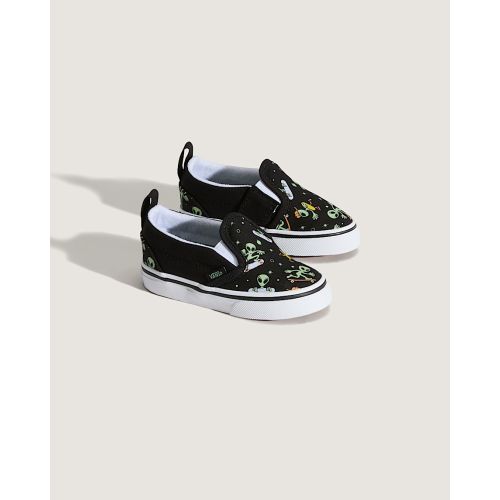 Toddler Classic Slip-On V Shoe in Black / Green | Vans